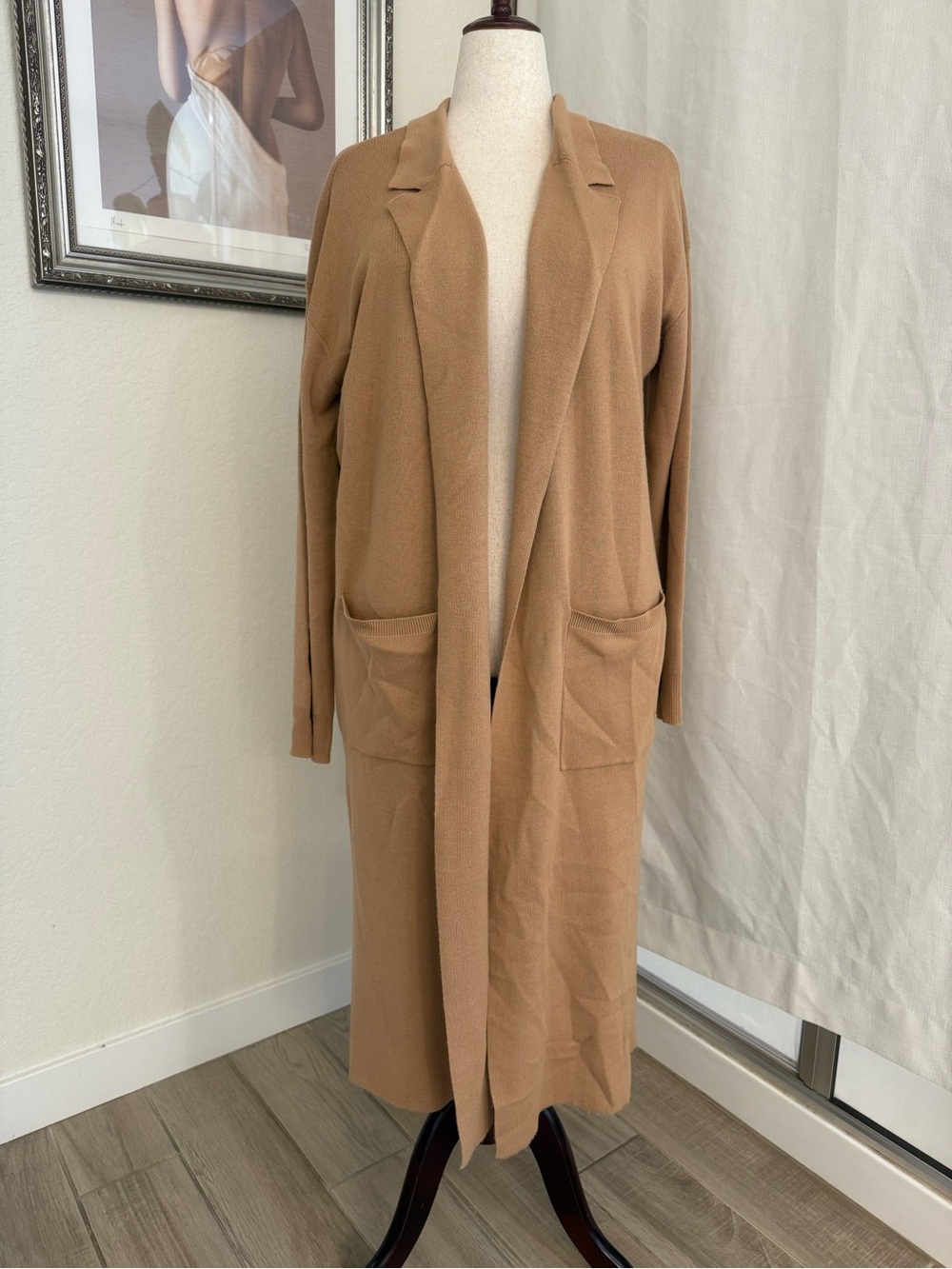 RACHEL Rachel Roy Long Camel Open-Front Cardigan